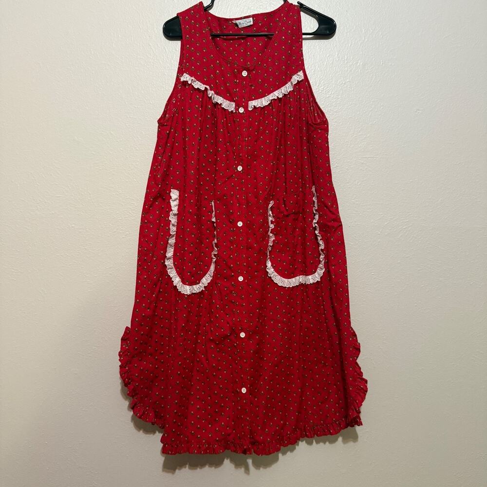 Vintage Willow Creek Sleeveless 100% Cotton Nightgown Christmas Holly Berry